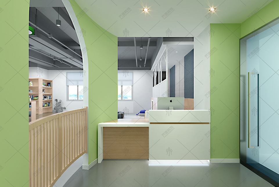  上海五角場創(chuàng)業(yè)大廈辦公室前臺(tái)裝修設(shè)計(jì)效果圖 