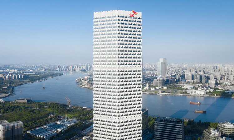 上海sk大廈辦公樓裝修施工現場