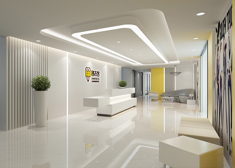  創(chuàng)衣客辦公室前廳2裝修設(shè)計效果圖 